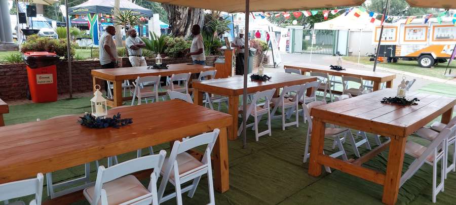 Trestle tables outdoor event