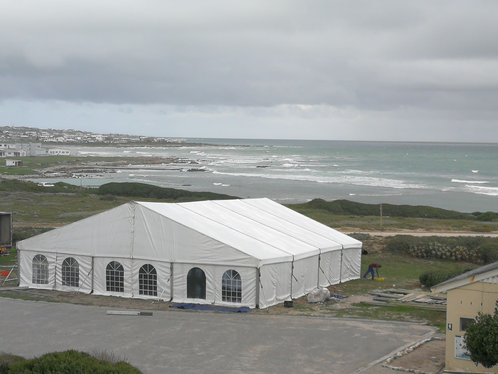 White marquee tent by the ocean — coastal event venue South Africa